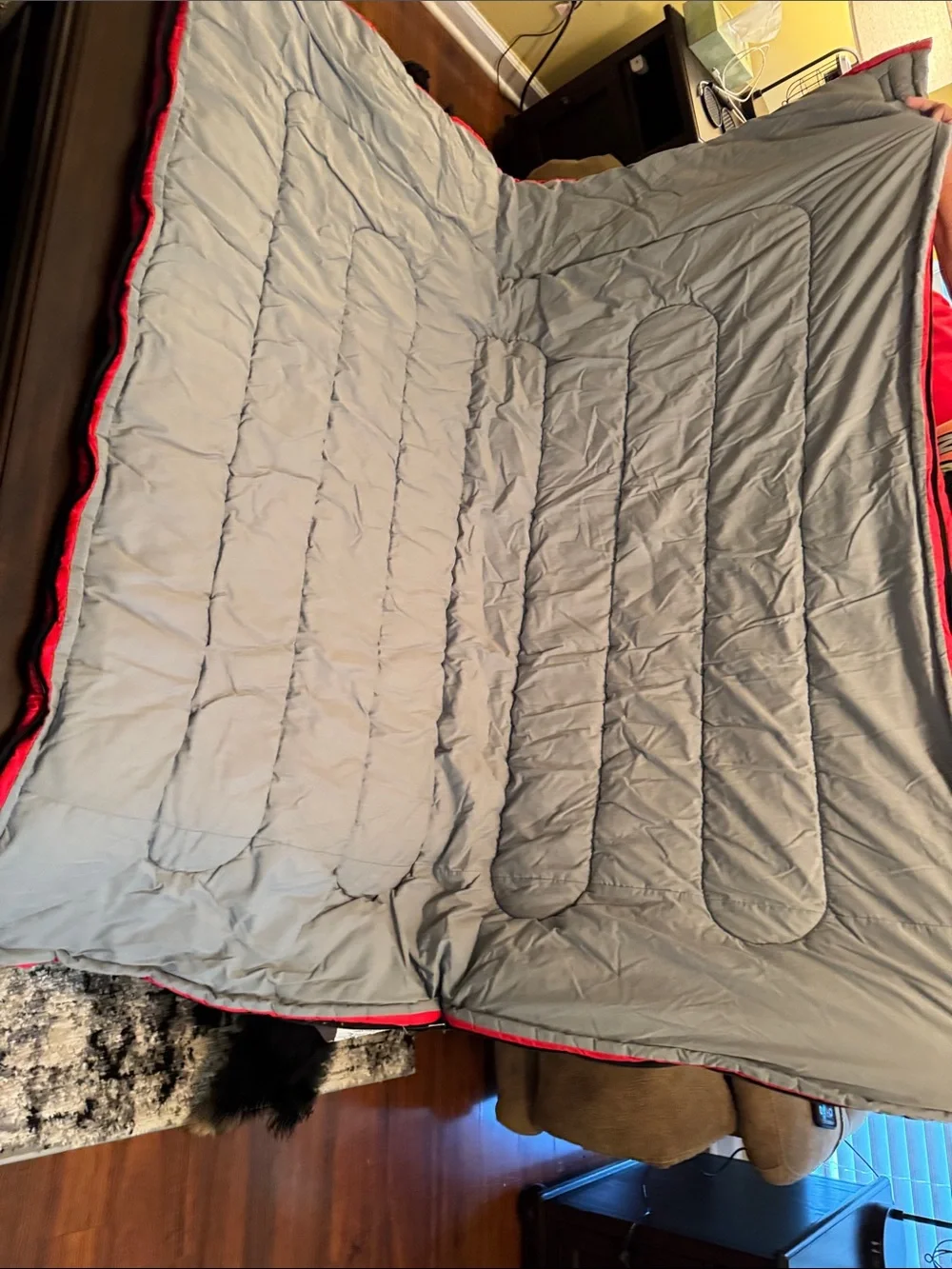 LL Bean Red Sleeping Bag 57in x 24in while Zipped CAMP BAG 40 degree